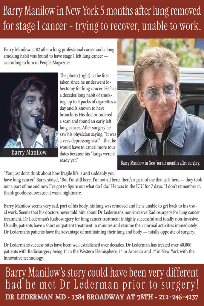 Barry Manilow Lung Lobe Removed